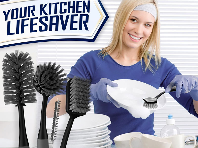 Dish Brush Set of 4 That Fits Today’s Cleaner, More Efficient Kitchens