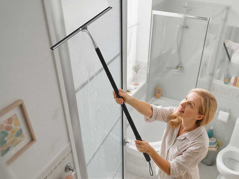 Shower Squeegee with Long Handle, 15-51" Telescopic Squeegee for Easy Home Cleaning