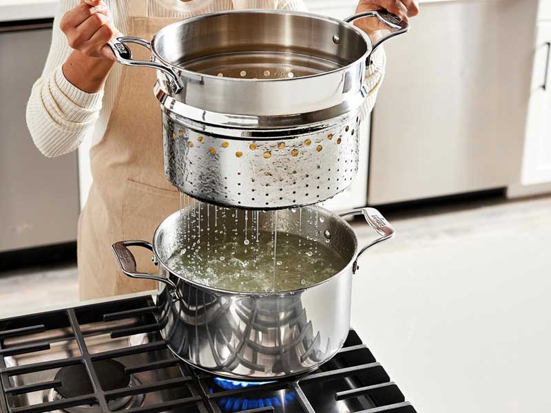 All-Clad Simply Strain Stockpot for Controlled, High-Volume Kitchen Work